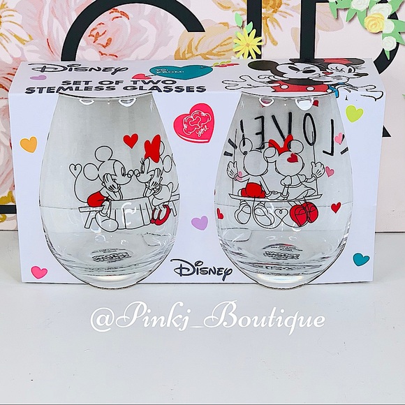 💗{DISNEY} Mickey Minnie Mouse Stemless Glasses!